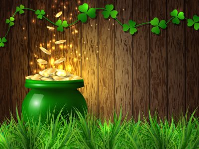 St. Patrick's Day. Holiday symbol a pot with money.